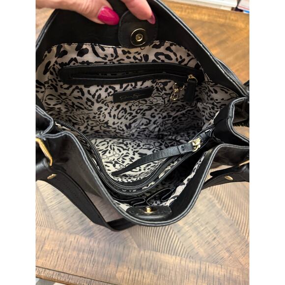 Jessica Simpson NEW Camille black gold metal beads boho shoulder bag purse - Picture 6 of 10